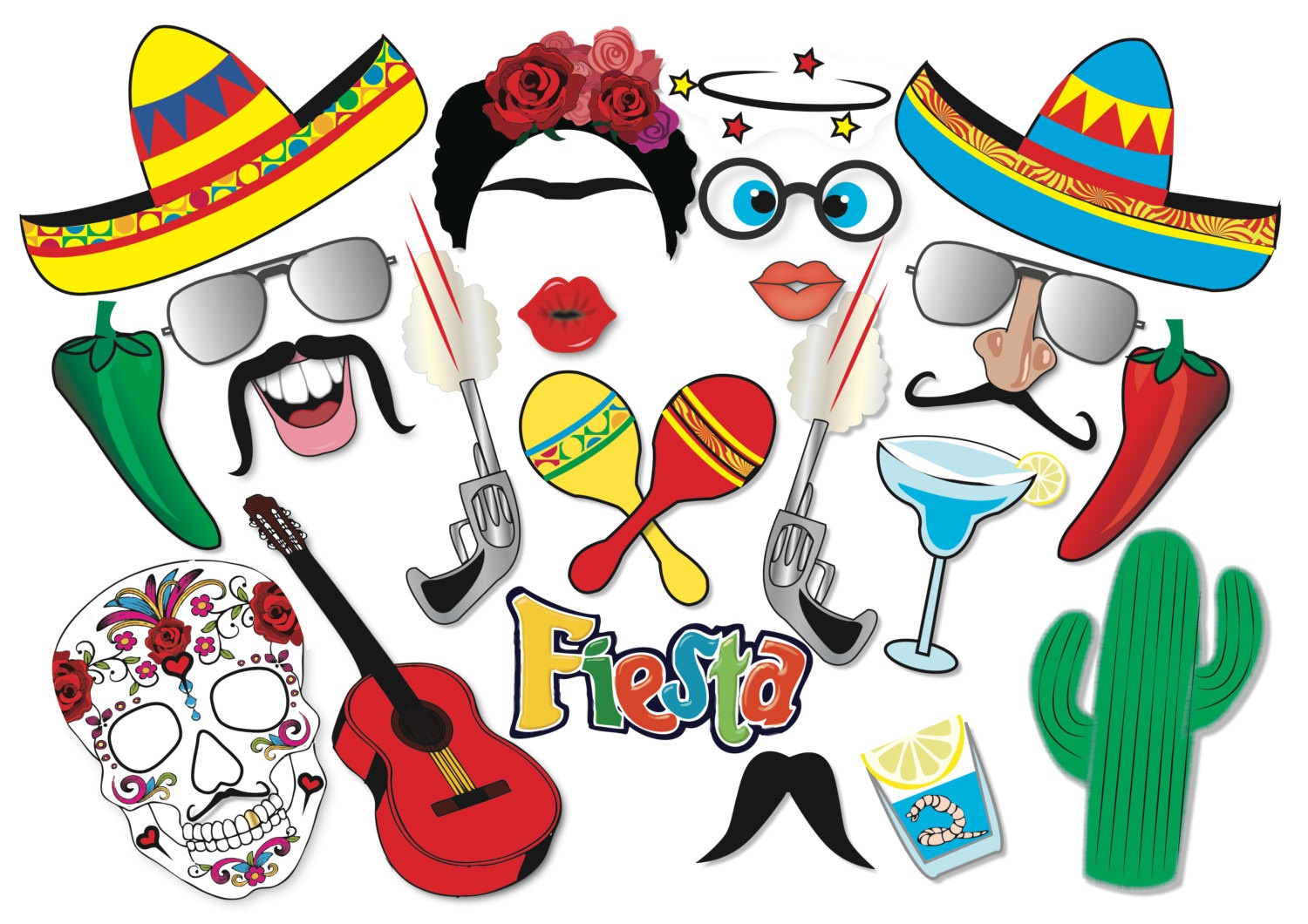 Mexican Party Printable Photobooth Props Mexican Photo Booth - Free Printable Cinco De Mayo Photo Booth Props