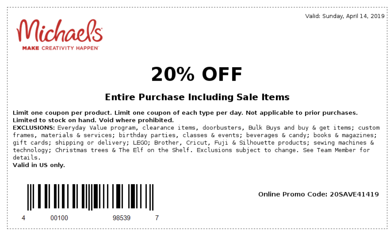 Printable Coupons 40 Off Arts Crafts Michaels Free Printable 