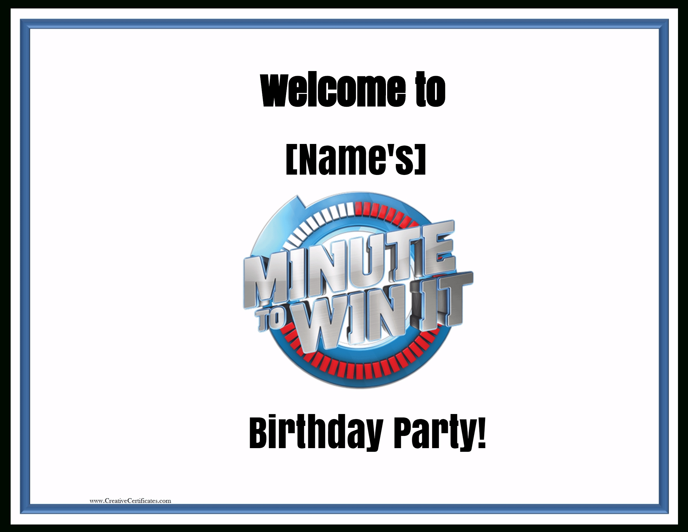 Minute To Win It Games - Free Printables - Free Printable Minute To Win It Invitations