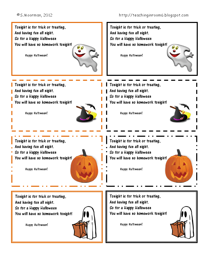 Miss Kindergarten: Halloween Safety Book | Halloween | Miss - Free Printable Halloween Homework Pass