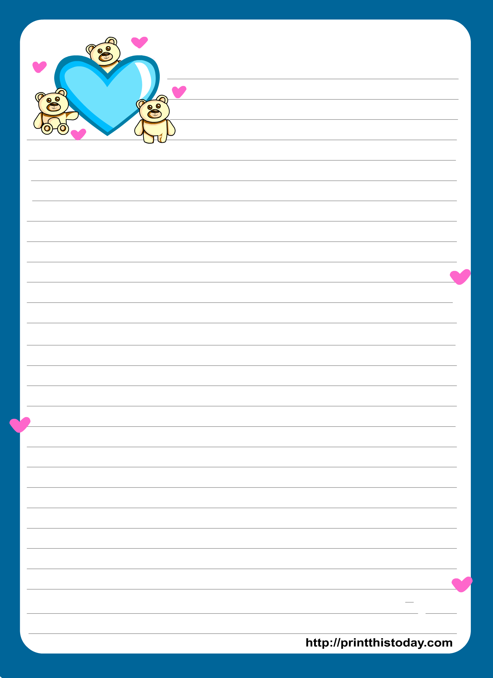 Miss You Love Letter Pad Stationery | Lined Stationery | Free - Free Printable Lined Stationery