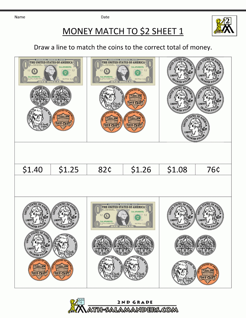 Money Worksheets For 2Nd Grade | Free Printable Money Worksheets - Free Printable Money Worksheets