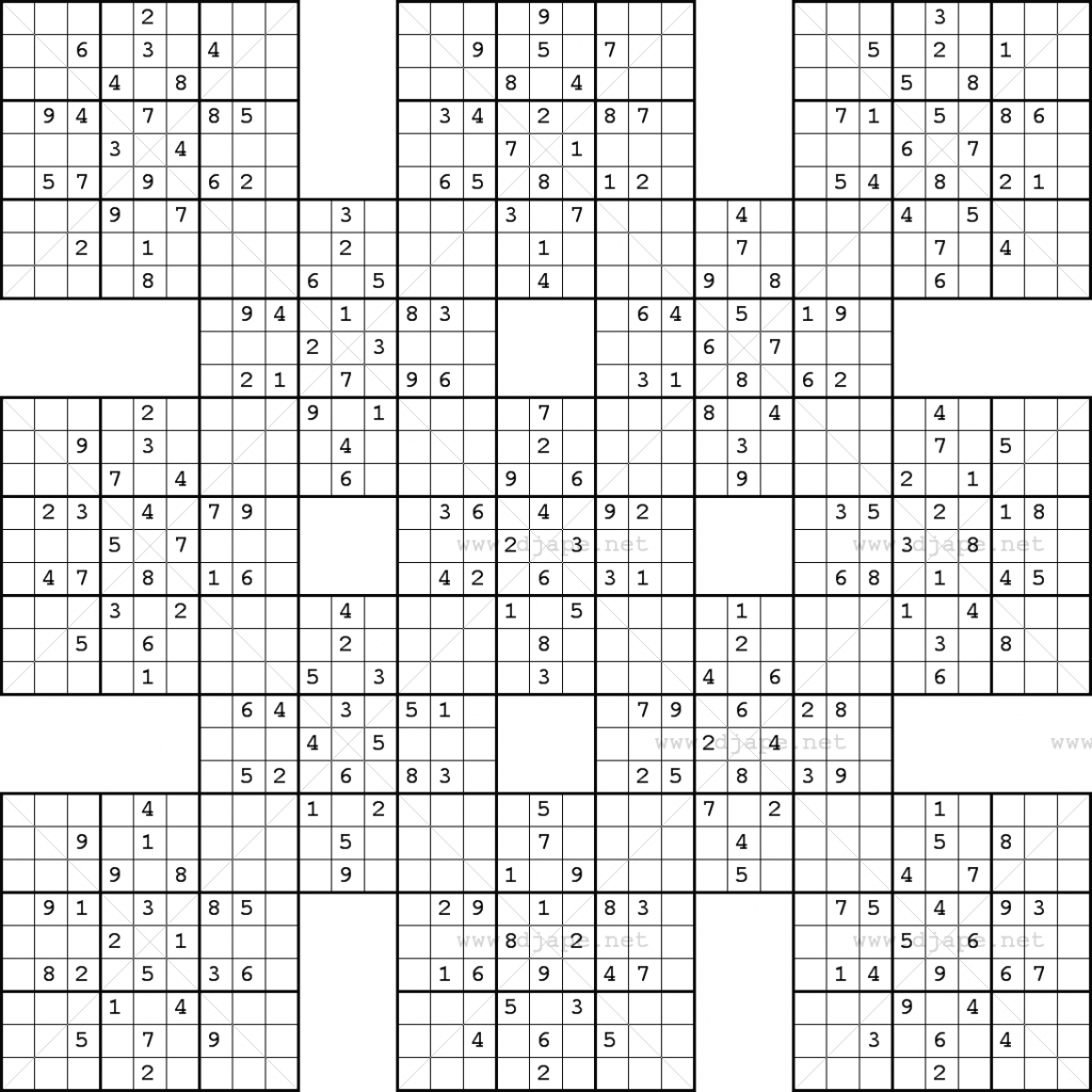 Printable Sudoku Samurai Give These Puzzles A Try And You ll Be