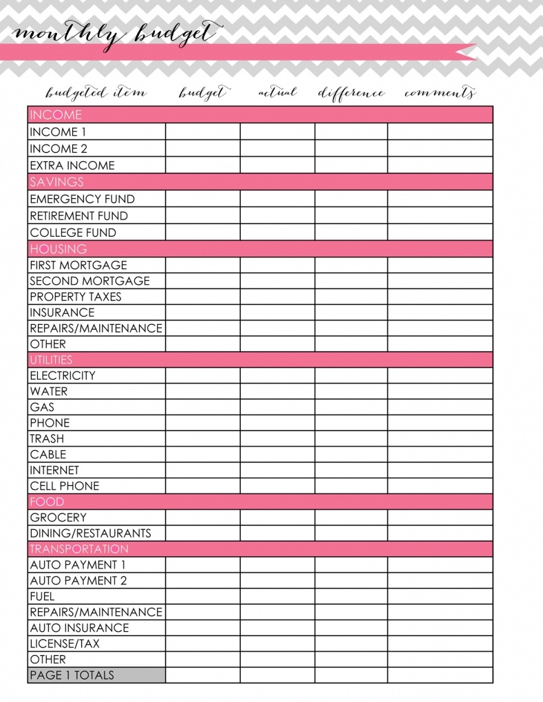 monthly budget template