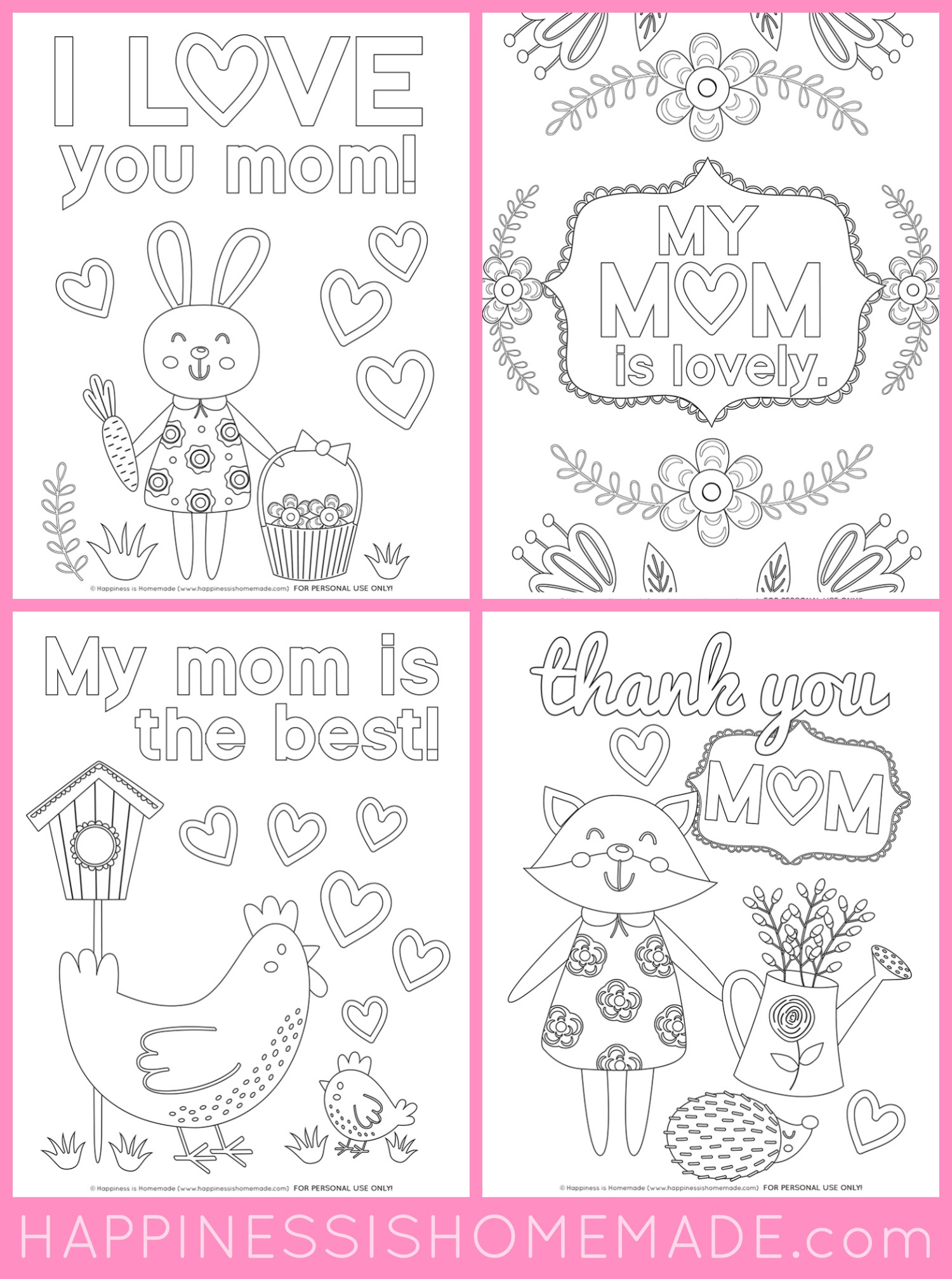 Mother's Day Coloring Pages - Free Printables - Happiness Is Homemade - Free Printable Mothers Day Coloring Pages