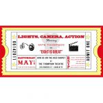 Movie Ticket Cinema Drive In Birthday Party Printable Invitation   Free Printable Movie Ticket Birthday Party Invitations