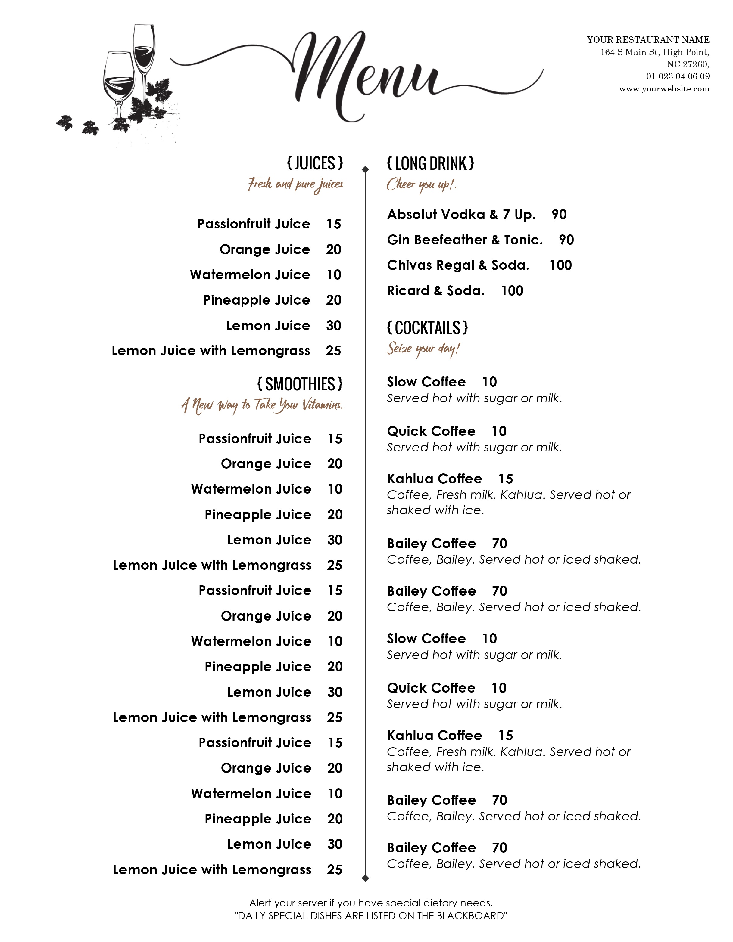 Ms Word Menu Templates - Kaza.psstech.co - Free Printable Menu Templates Word