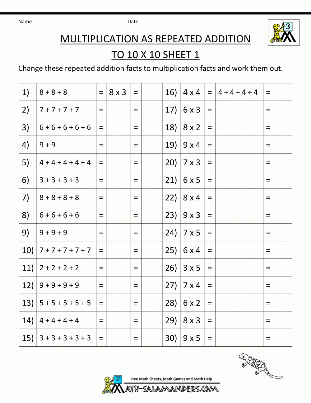 Multiplication Facts Worksheets - Understanding Multiplication To 10X10 - Free Printable Multiplication Fact Sheets