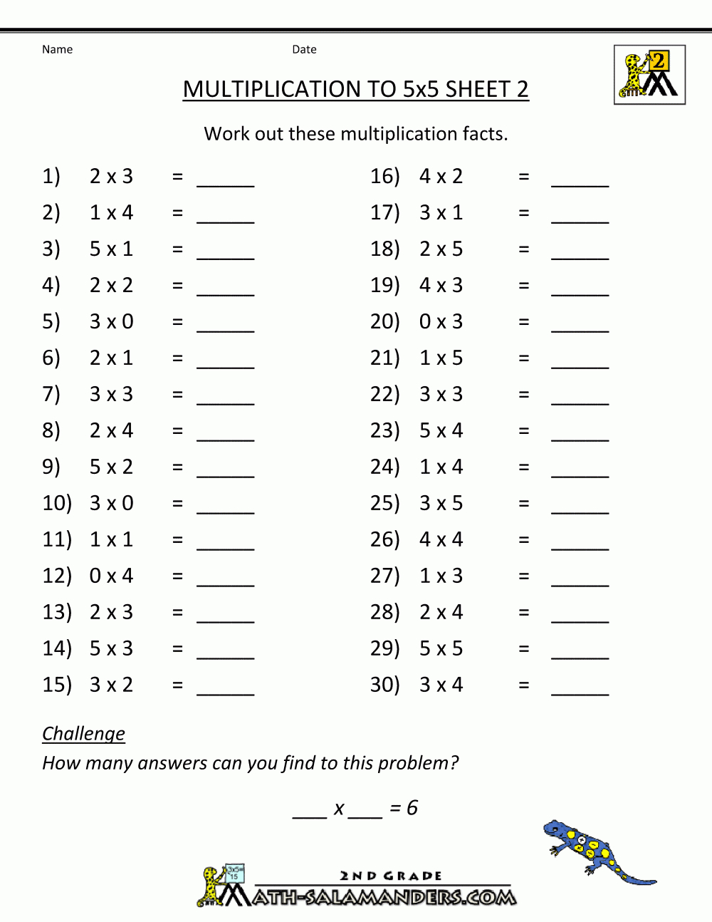 Multiplication Practice Worksheets To 5X5 - Free Printable Multiplication Sheets