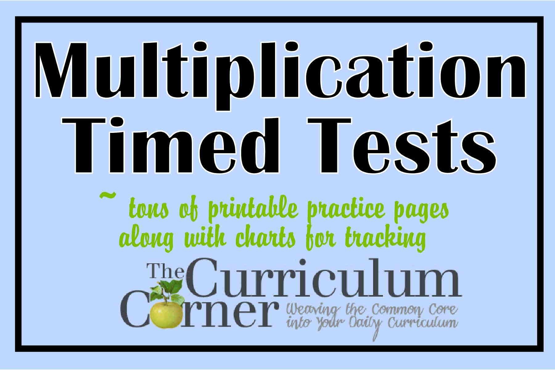 Multiplication Timed Tests - The Curriculum Corner 123 - Free Printable Multiplication Speed Drills