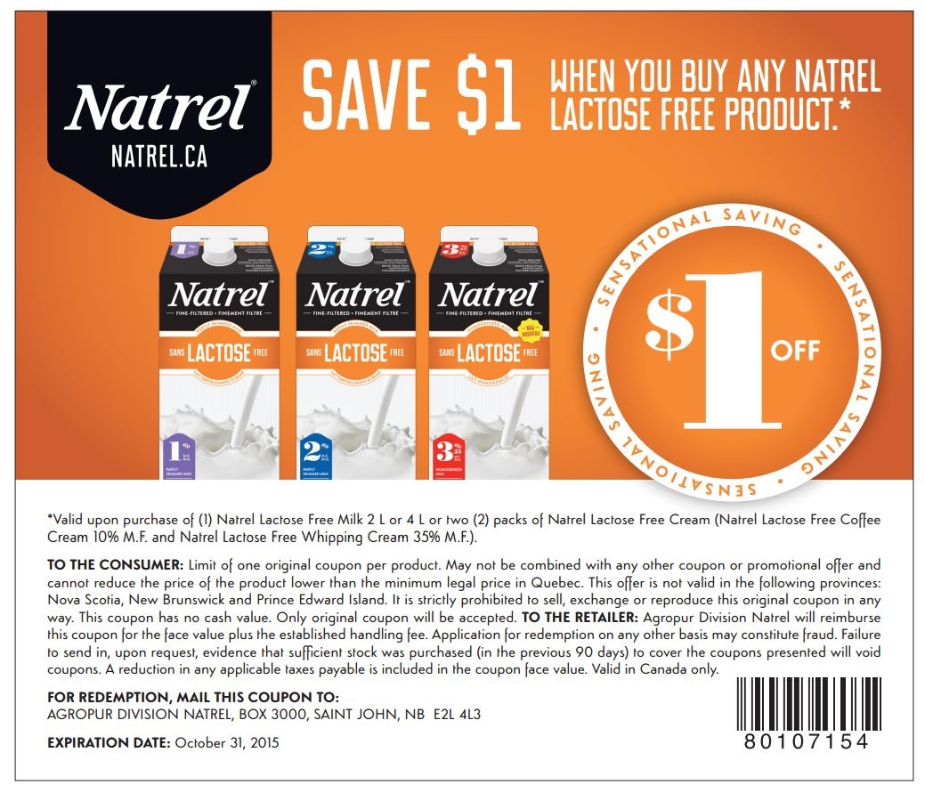 Natrel Lactose-Free - Details - Free Milk Coupons Printable