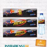 Nerf Drink Bottle Labels Nerf Water Bottle Wrappers Nerf Birthday   Free Printable Cars Water Bottle Labels