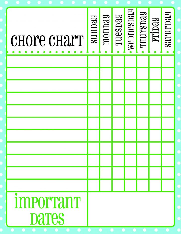 Free Printable Chore Charts For Multiple Children