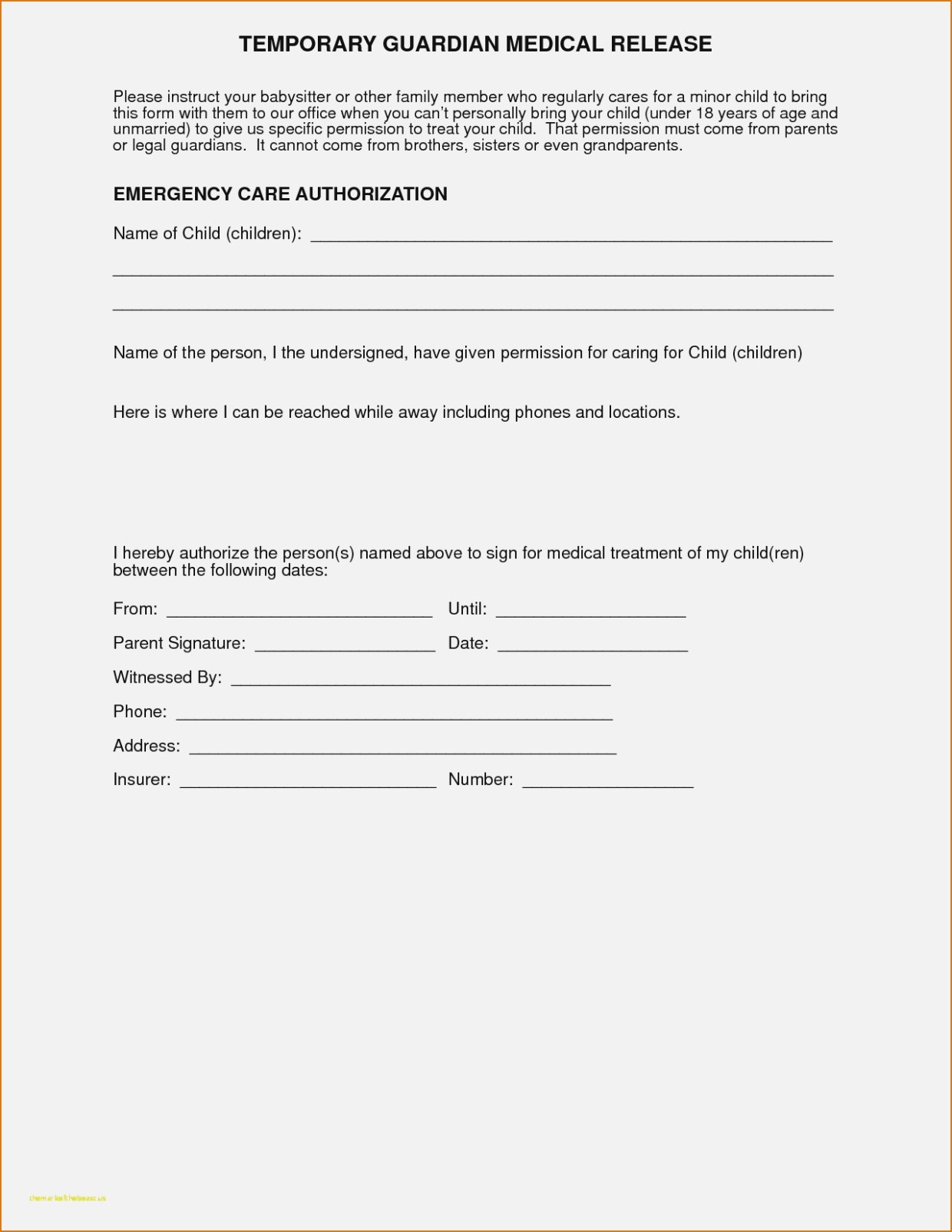 Free Printable Child Medical Consent Form For Grandparents Francesco Printable