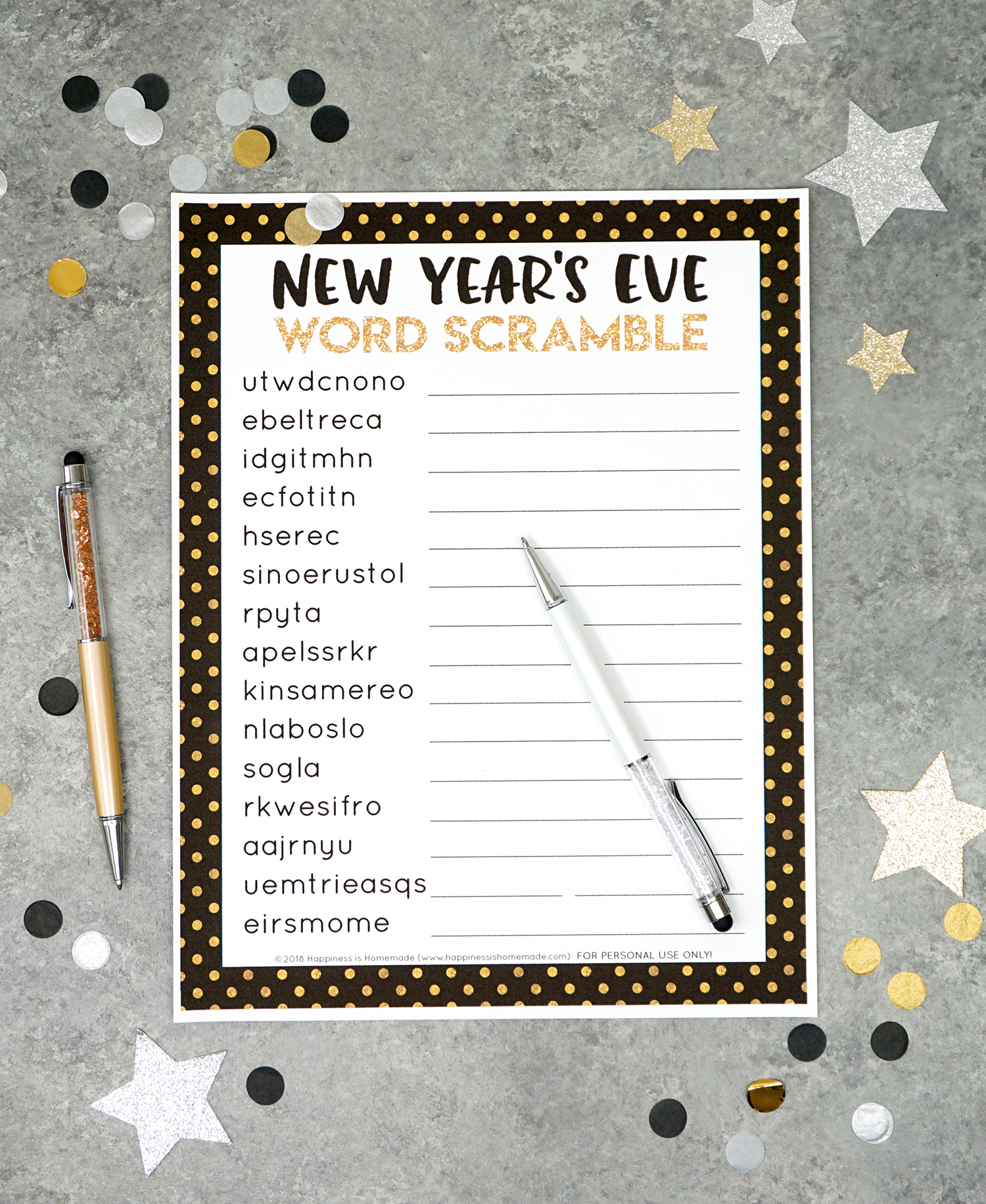 New Year&amp;#039;s Eve Word Scramble Printable - Happiness Is Homemade - Free Printable Word Jumble Puzzles For Adults