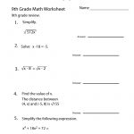 Ninth Grade Math Practice Worksheet Printable | Teaching | Math   9Th Grade Science Worksheets Free Printable