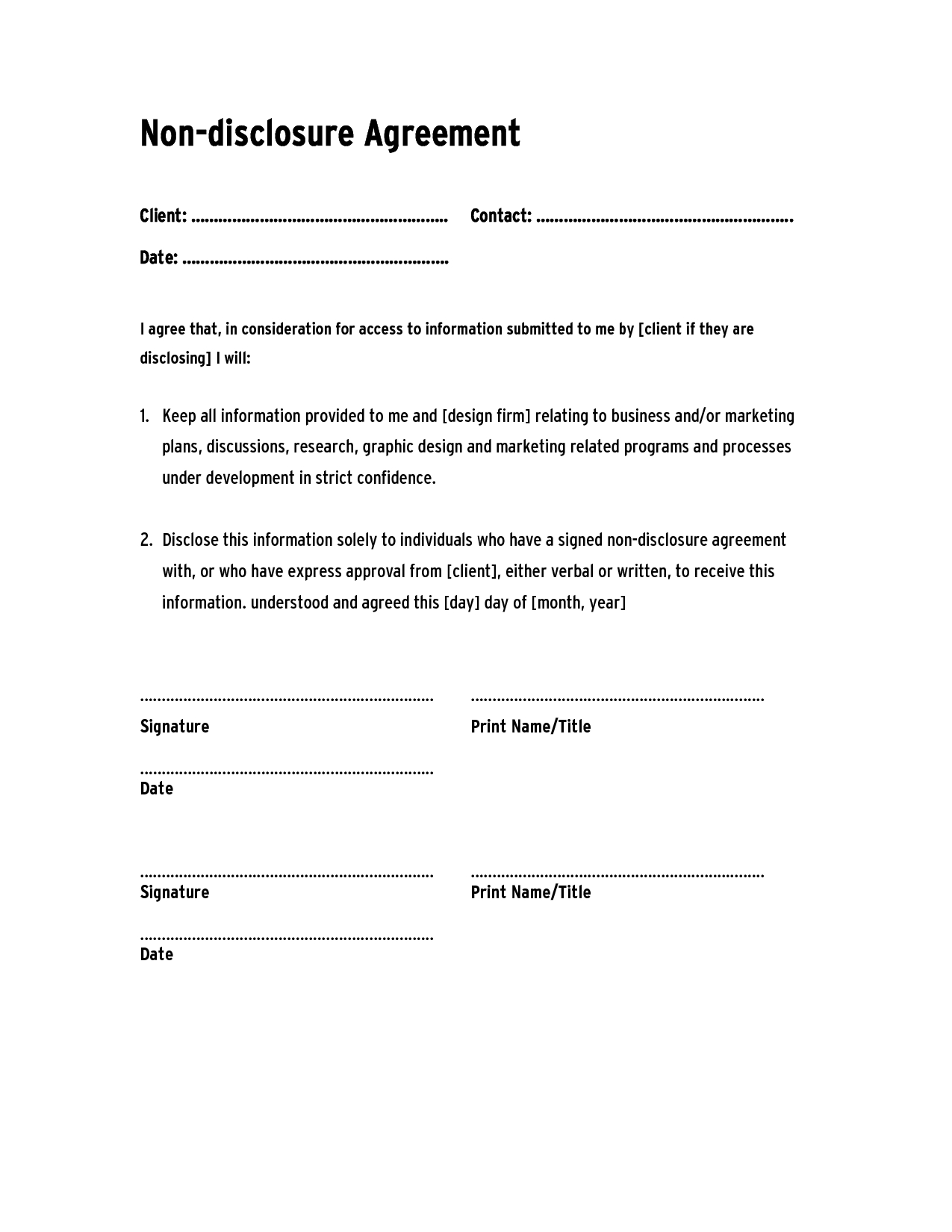 Film Nda Template Jeroboams Printable