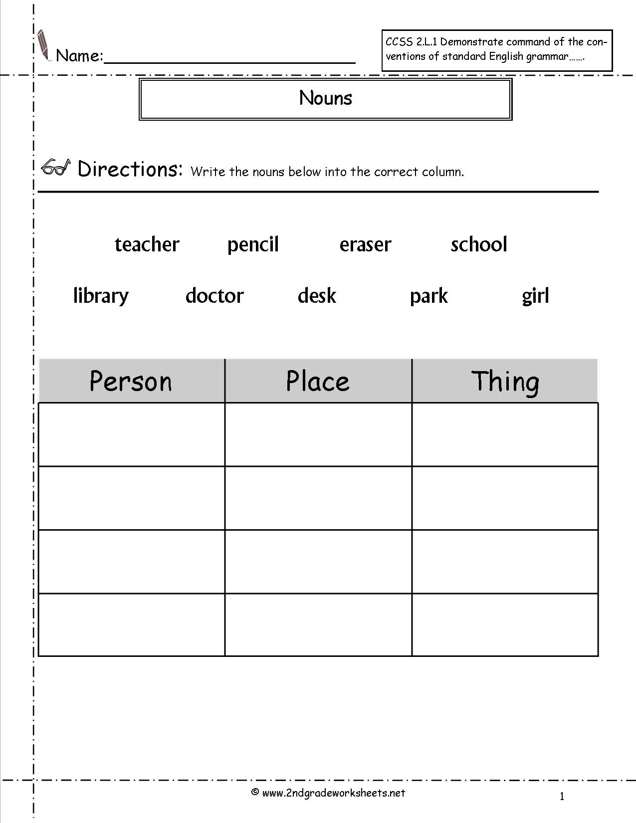 Nouns Worksheets And Printouts - Free Printable Verb Worksheets