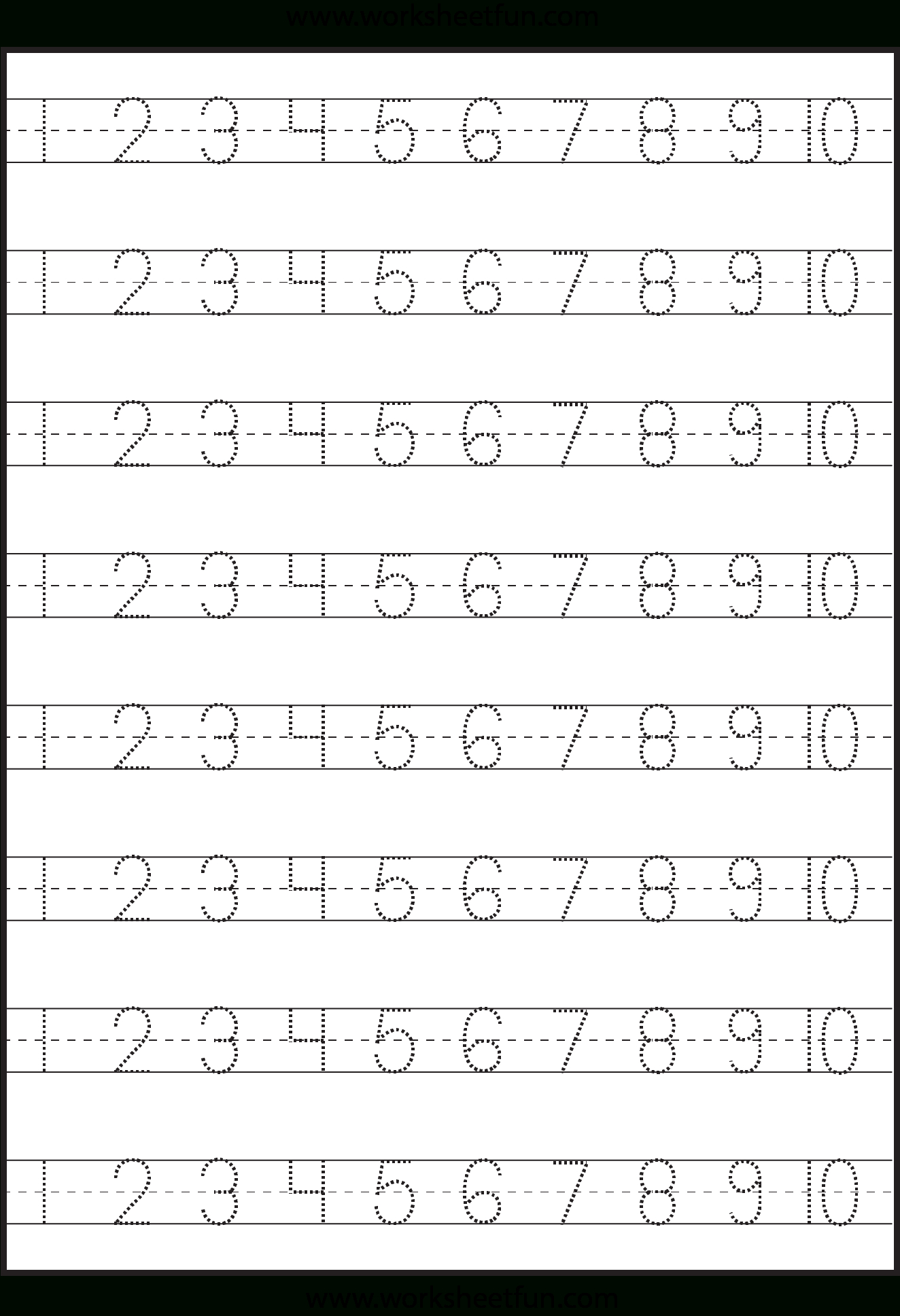 Number Tracing – 1-10 – Worksheet / Free Printable Worksheets - Preschool Writing Worksheets Free Printable