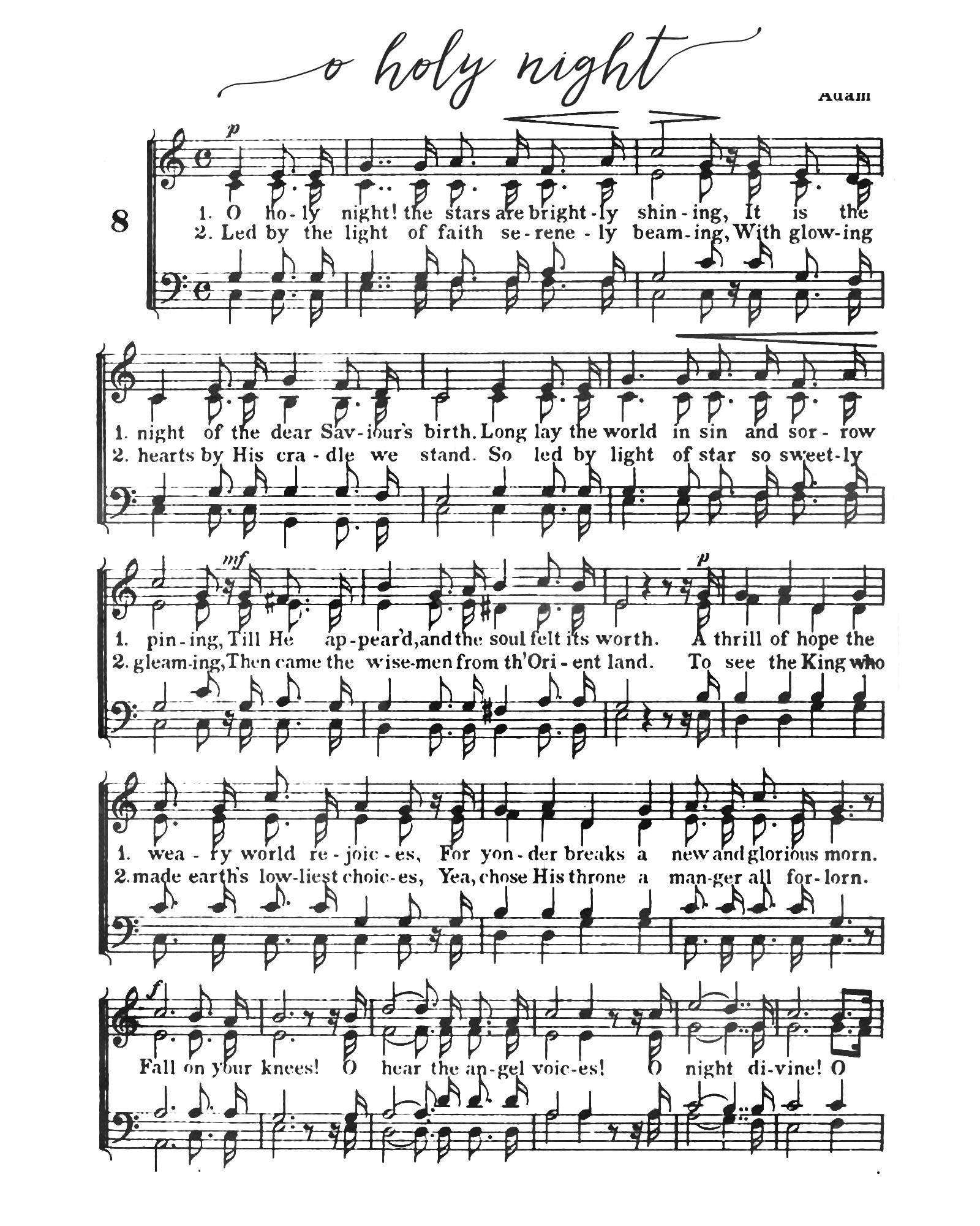 O Holy Night - Free Printable Christmas Sheet Music - Our - Free Printable Sheet Music