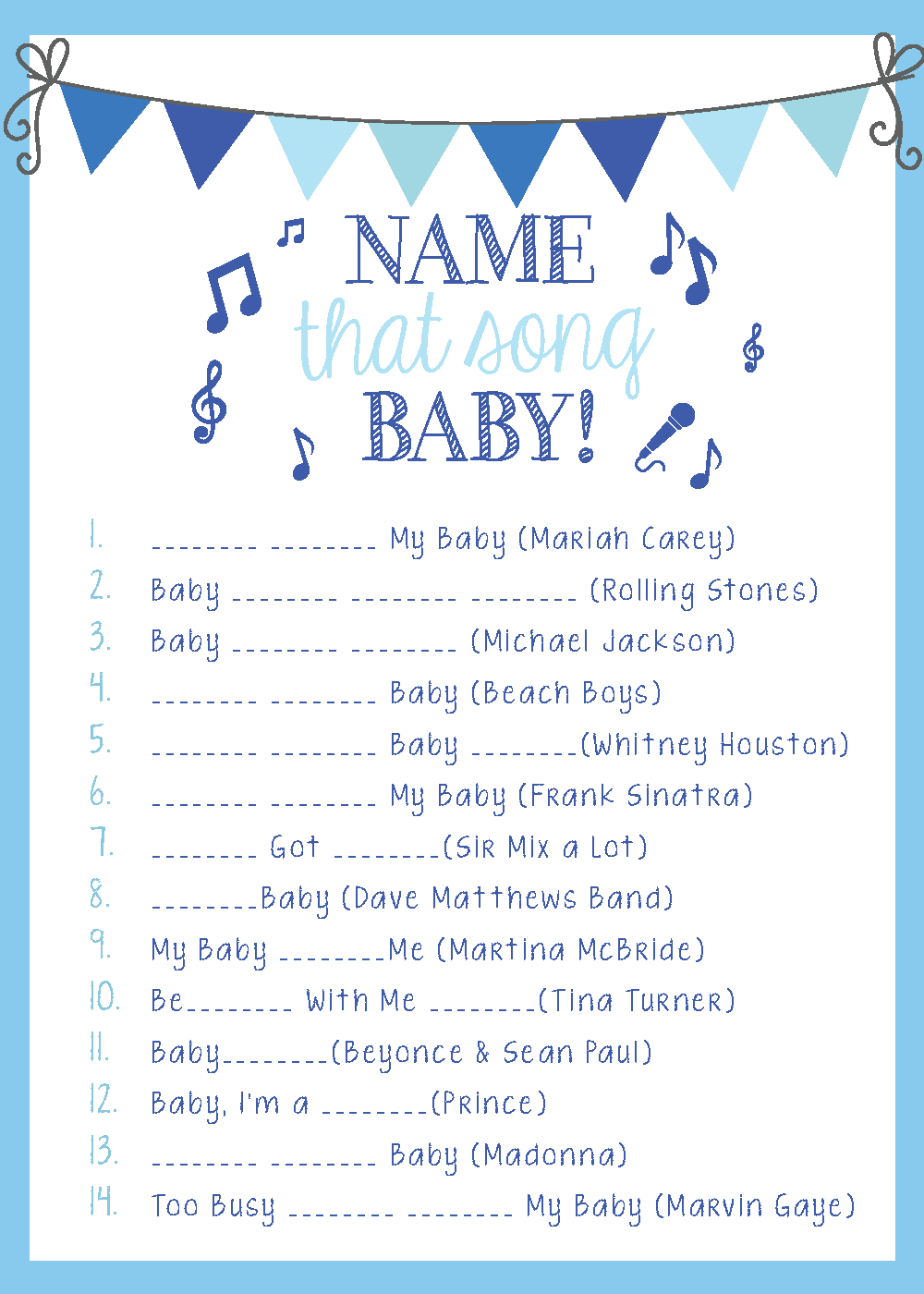 On My Side Of The Room: Name That Tune: The Baby Shower Game | Baby - Name That Tune Baby Shower Game Free Printable
