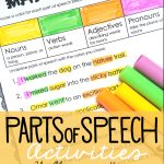Parts Of Speech Practice Activity Or Center | Elementary Literacy   Free Printable Parts Of Speech Bingo