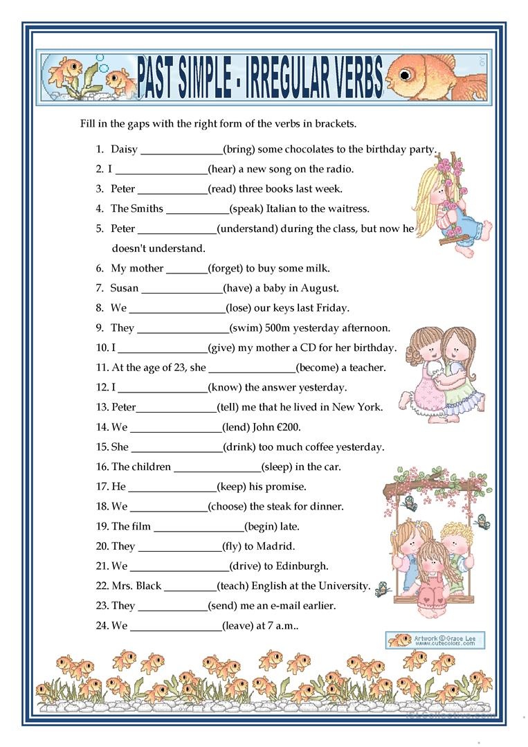 Past Simple Irregular Verb Exercises