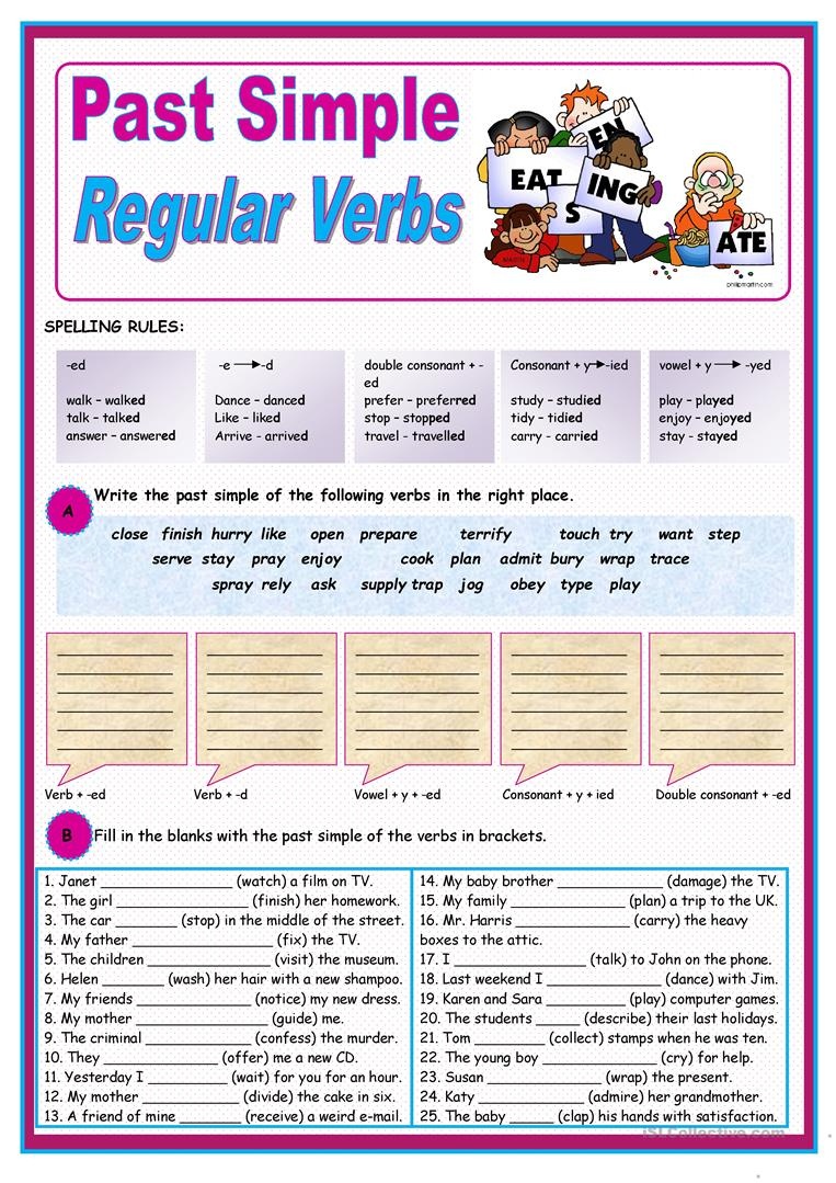 Simple Past Tense Verbs Worksheets