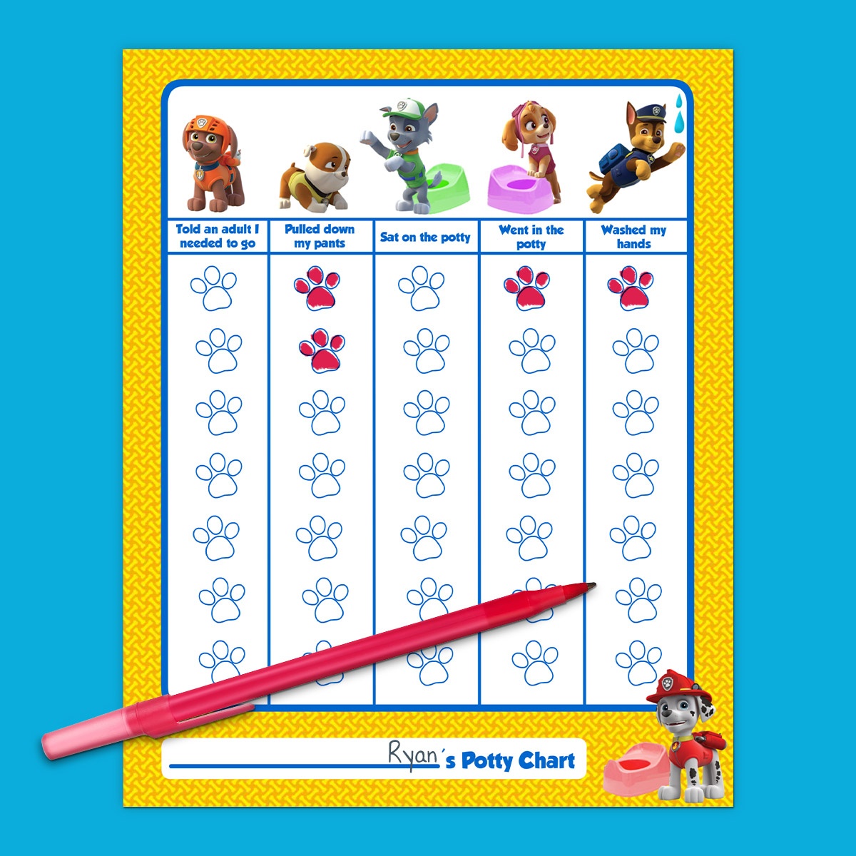 Dora Potty Chart