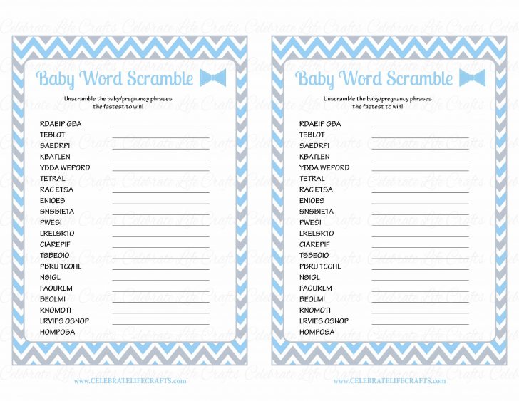 Free Printable Baby Shower Word Scramble