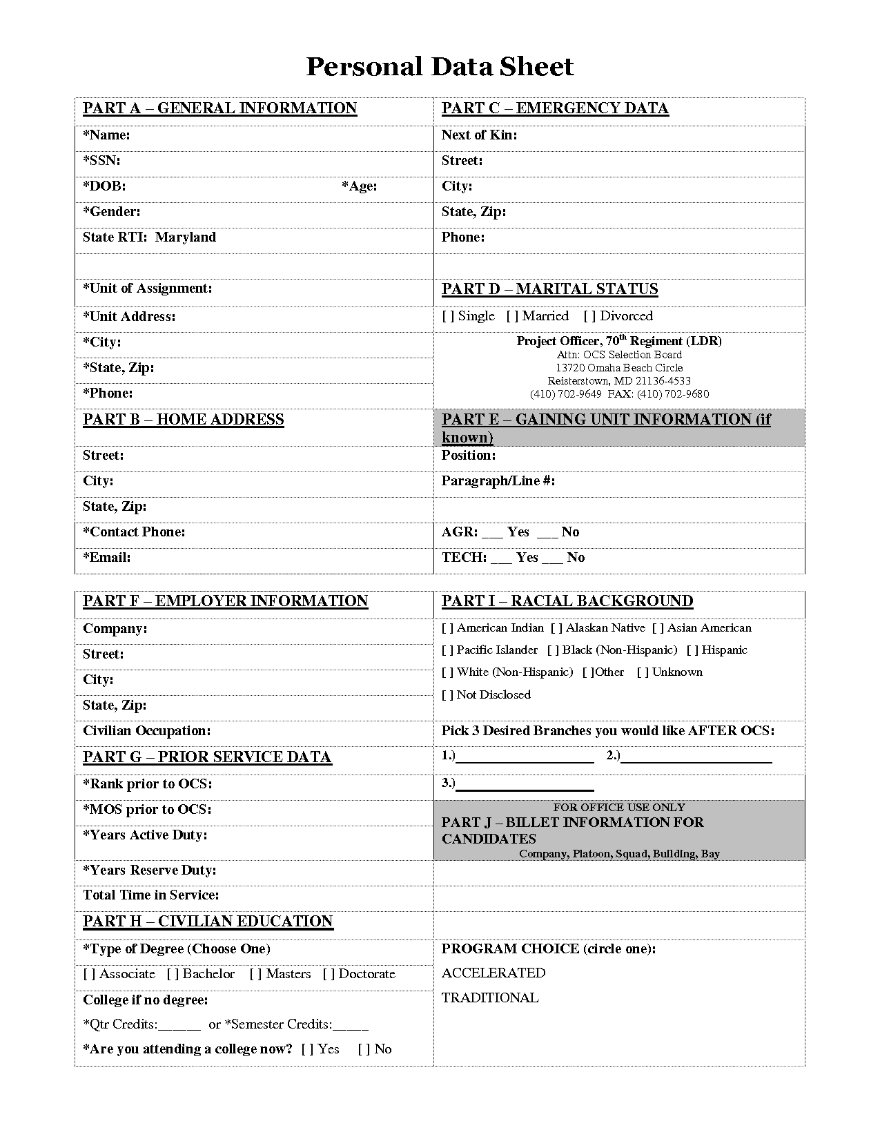 Personal Data Sheet Form Images - Personal Information Sheet | Nuhu - Free Printable Data Sheets