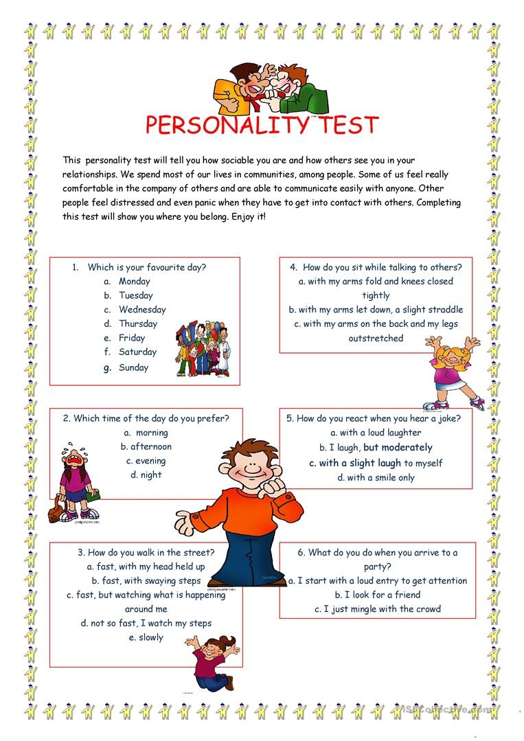 Quiz Worksheet Objective Personality Tests Study Free Printable