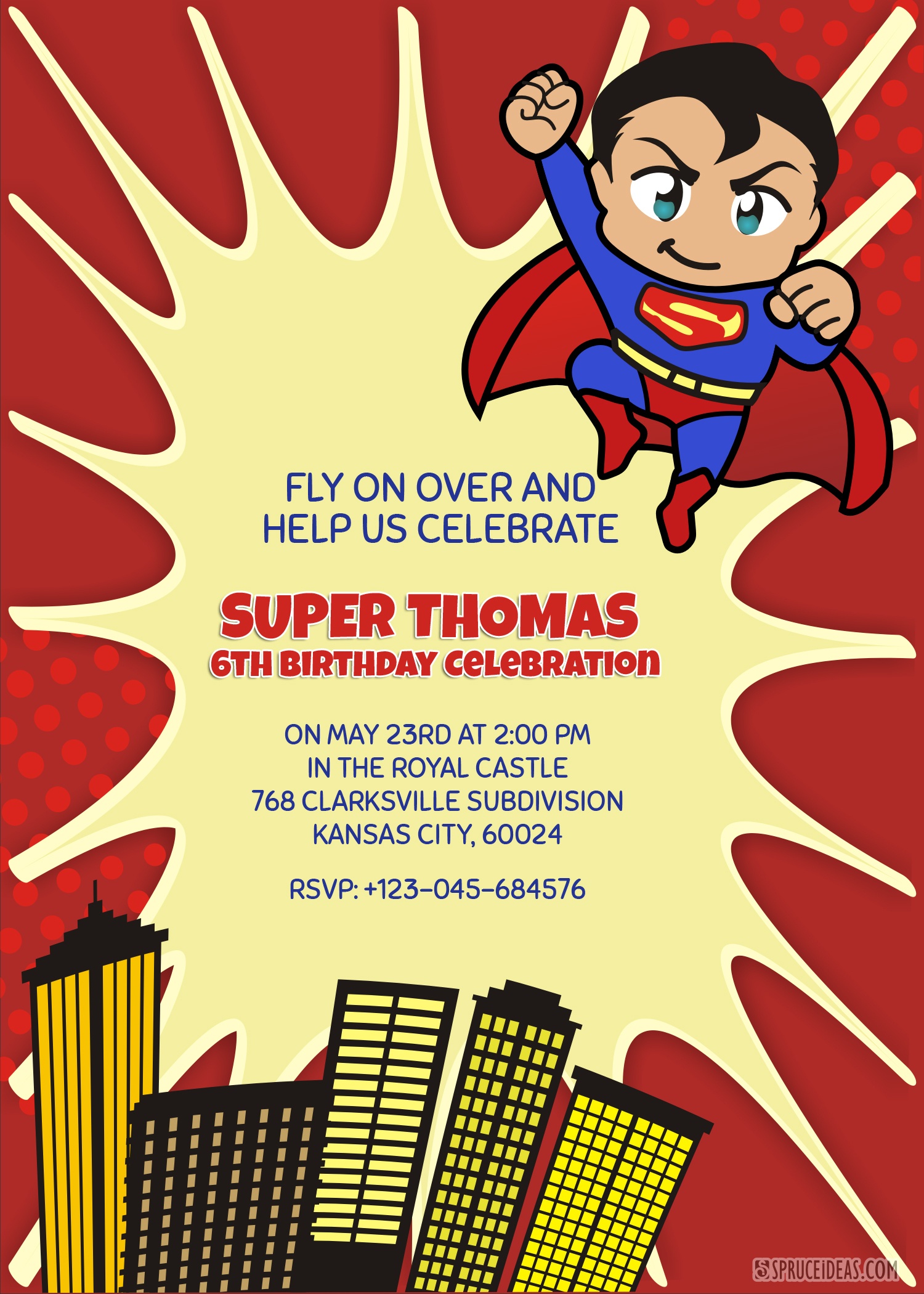 Personalized Superhero Superman Birthday Invitation Template - Free Printable Superman Invitations
