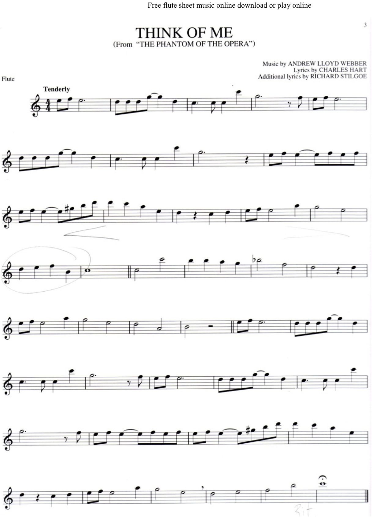 Phantom Of The Opera | Music | Flute Sheet Music, Clarinet Sheet - Free Printable Flute Music