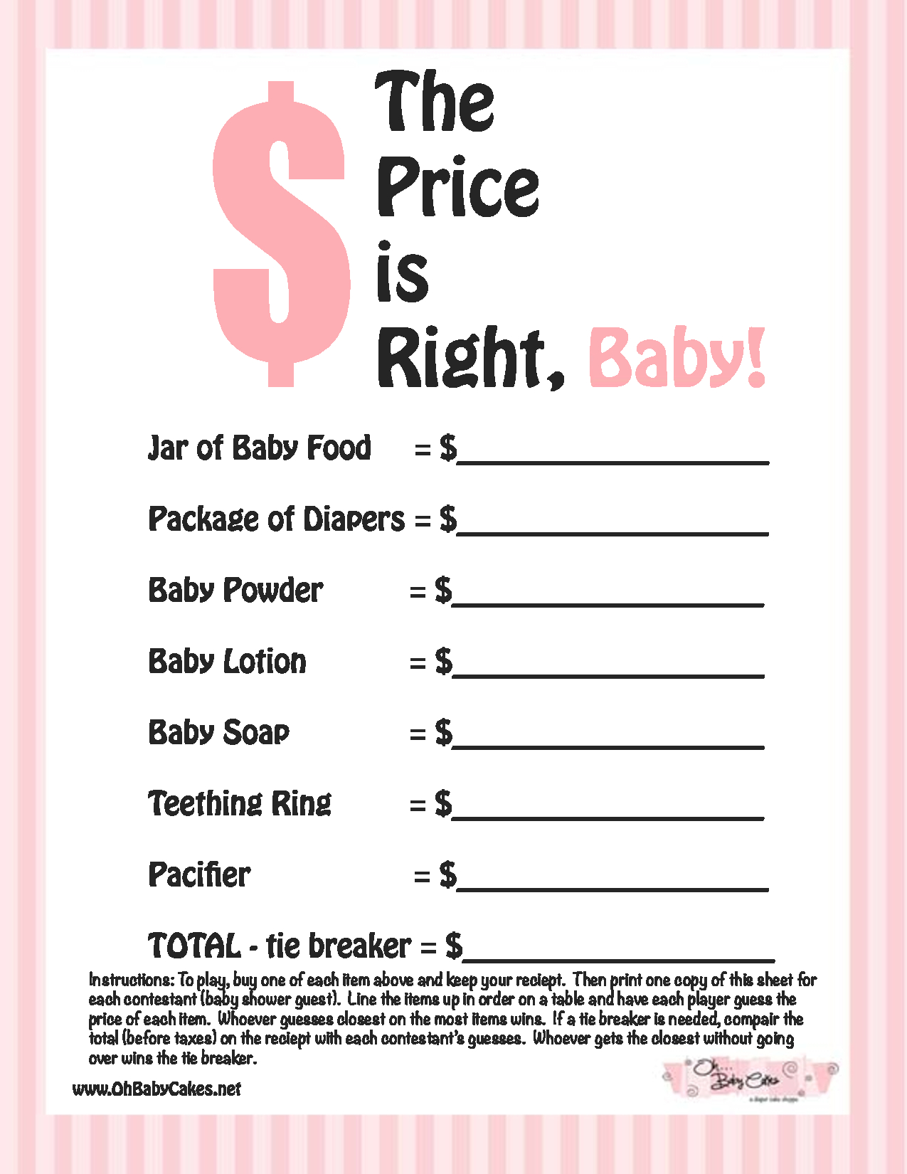 Photo : Free Printable Coed Baby Image - Free Printable Baby Shower Games With Answers