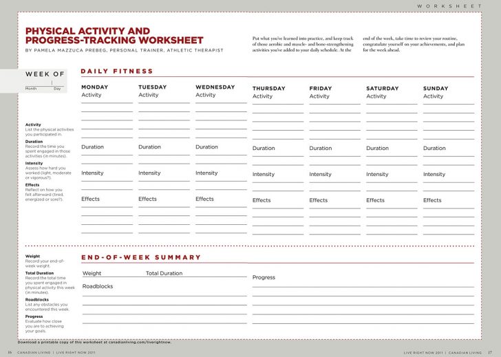 Free Printable Fitness Worksheets