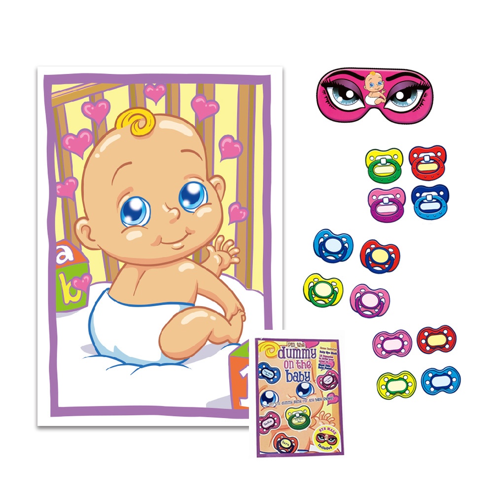 Pin The Pacifier Baby Shower Game (Mask &amp;amp; 12 Pacifiers Included - Pin The Dummy On The Baby Free Printable