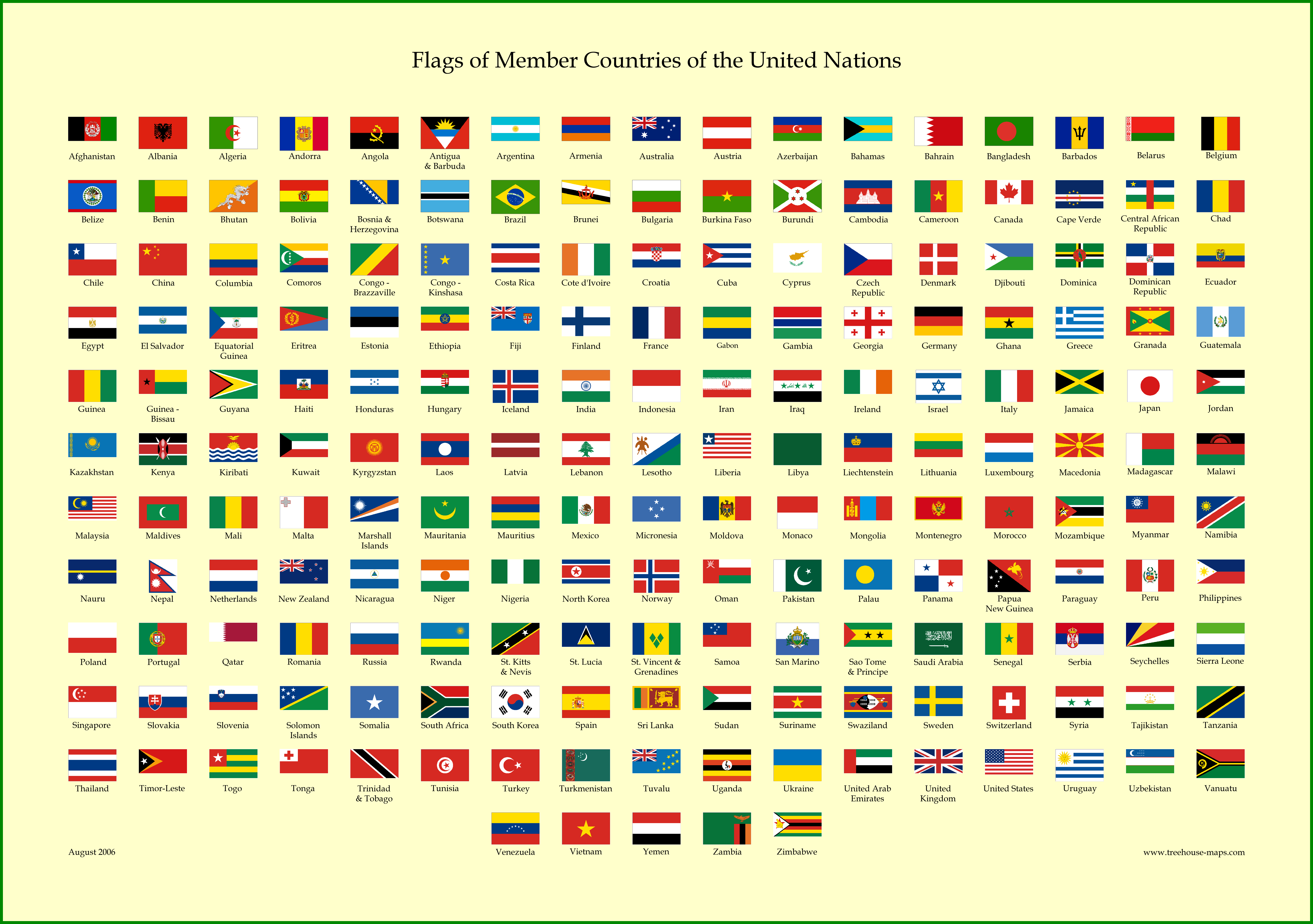 Printable Chart Of Flags Of The World With Names