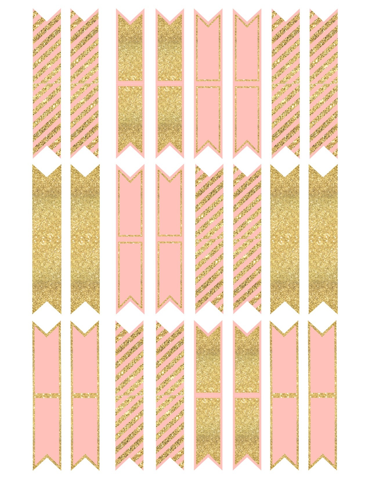 Pink And Gold Cupcake Topper Flags Or Bunting - Paper Trail Design - Baby Shower Bunting Free Printable
