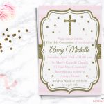 Pink And Gold First Communion Invitation First Holy | Etsy   First Holy Communion Cards Printable Free