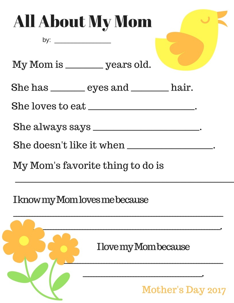 Pink Chickpea: Free Printable: Mother&amp;#039;s Day Questionnaire - Free Printable Mother&amp;amp;#039;s Day Questionnaire