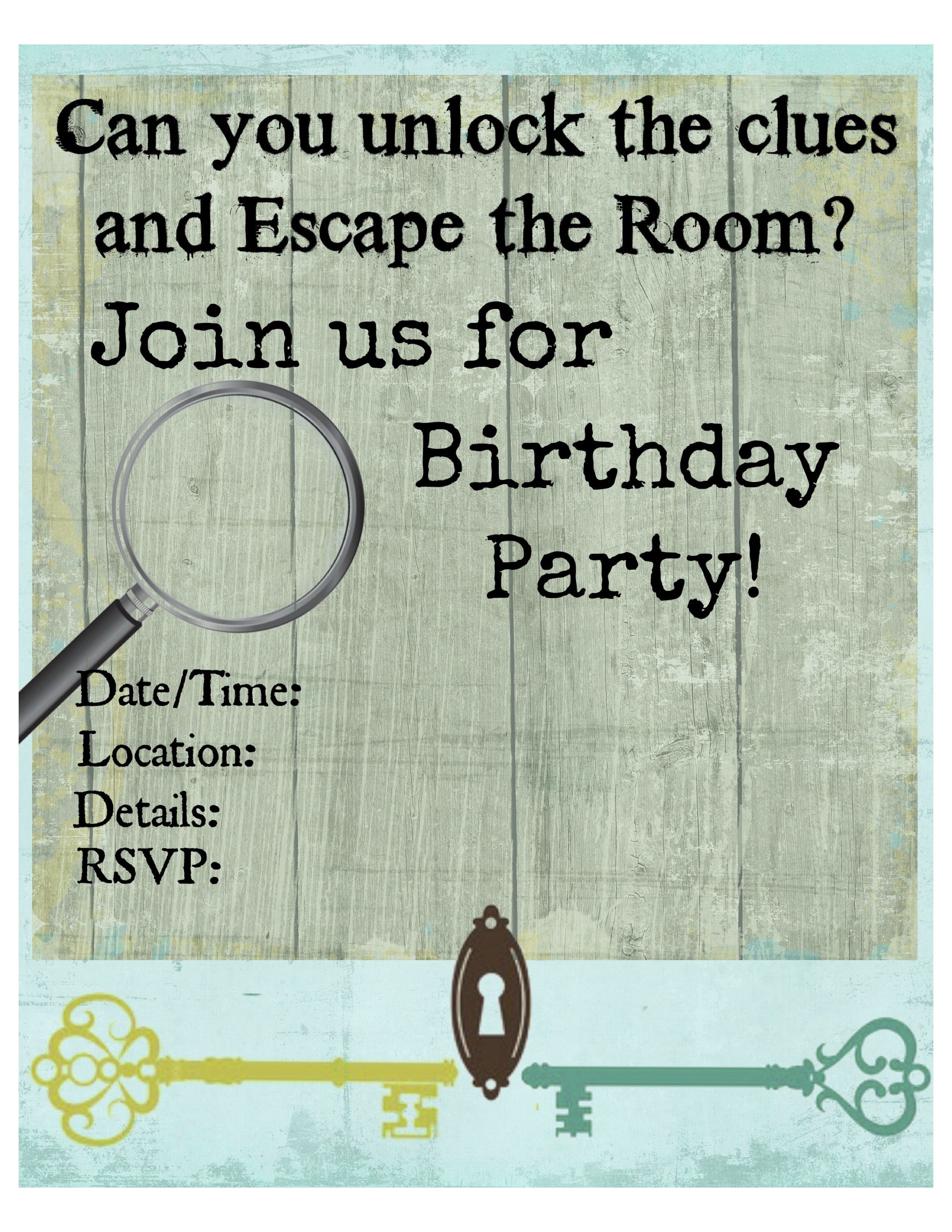Pinkiki On Γενέθλια | Escape Room, Birthday Party Invitations - Printable Escape Room Free