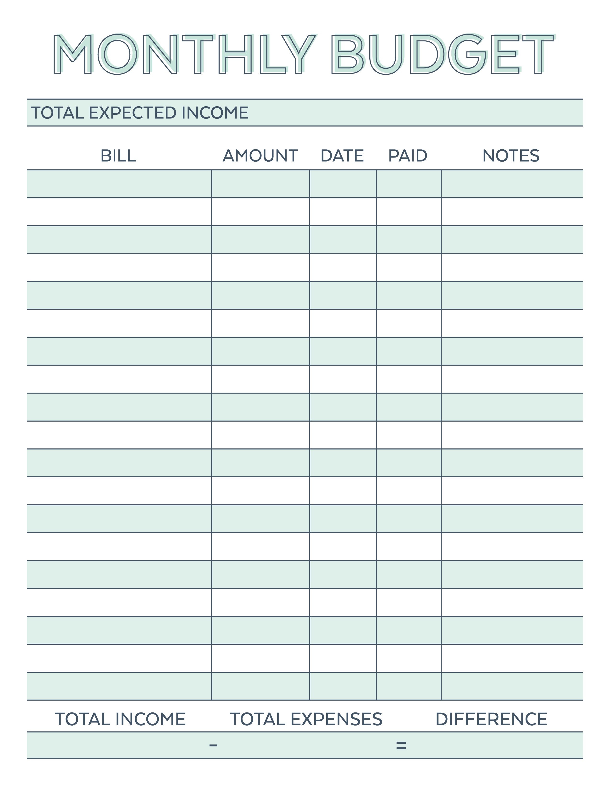 free budget plan template