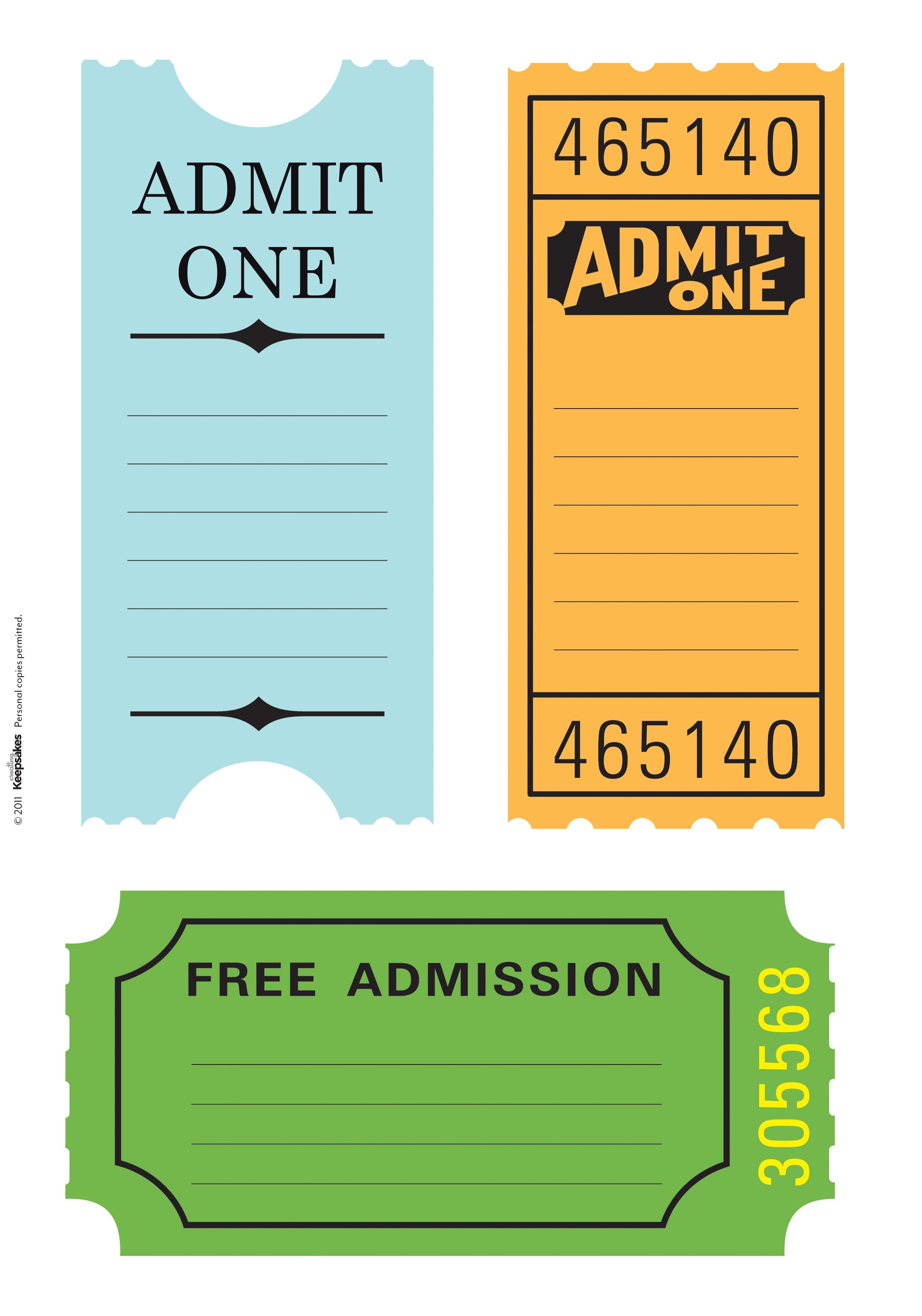 free printable admission ticket template free printable