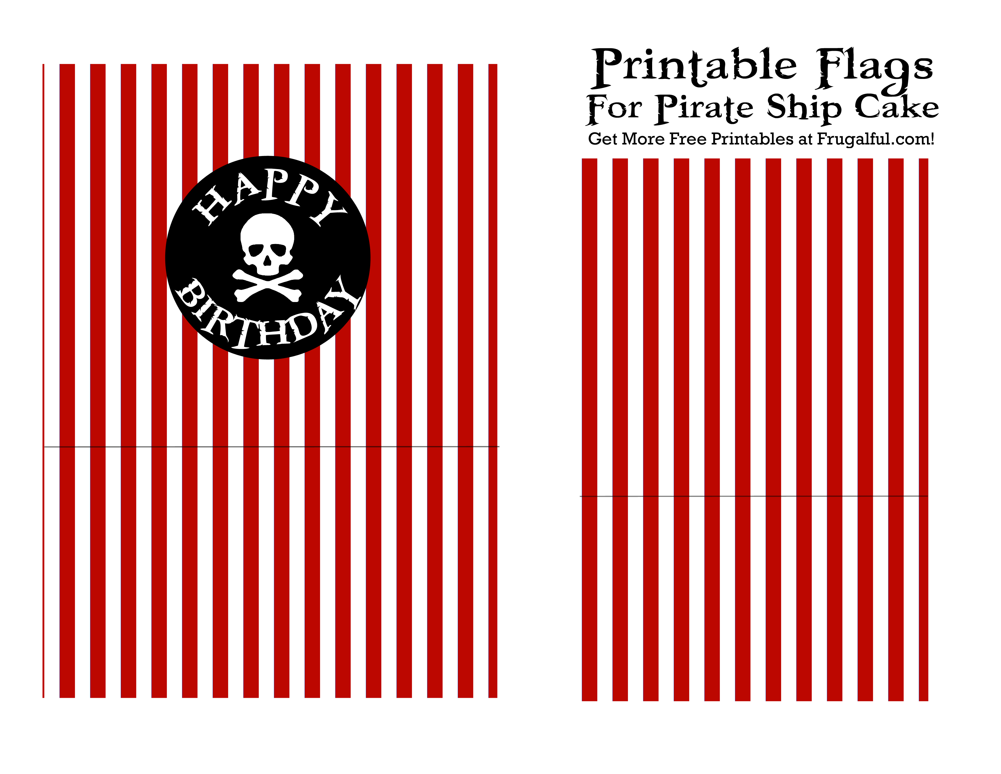 Pirate-Ship-Flag-Printable-Red | Birthday Party Ideas | Pirate Ship - Free Printable Pirate Cupcake Toppers