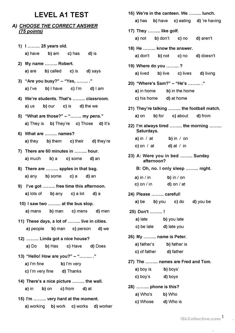 Spanish Printable Placement Test For Middle School