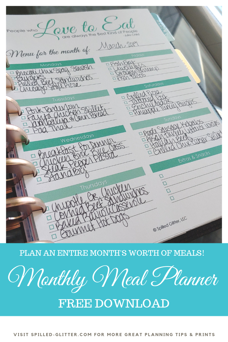 Planning Your Family&amp;#039;s Weekly Menu + Free Printable! | Spilled Glitter - Create A Menu Free Printable
