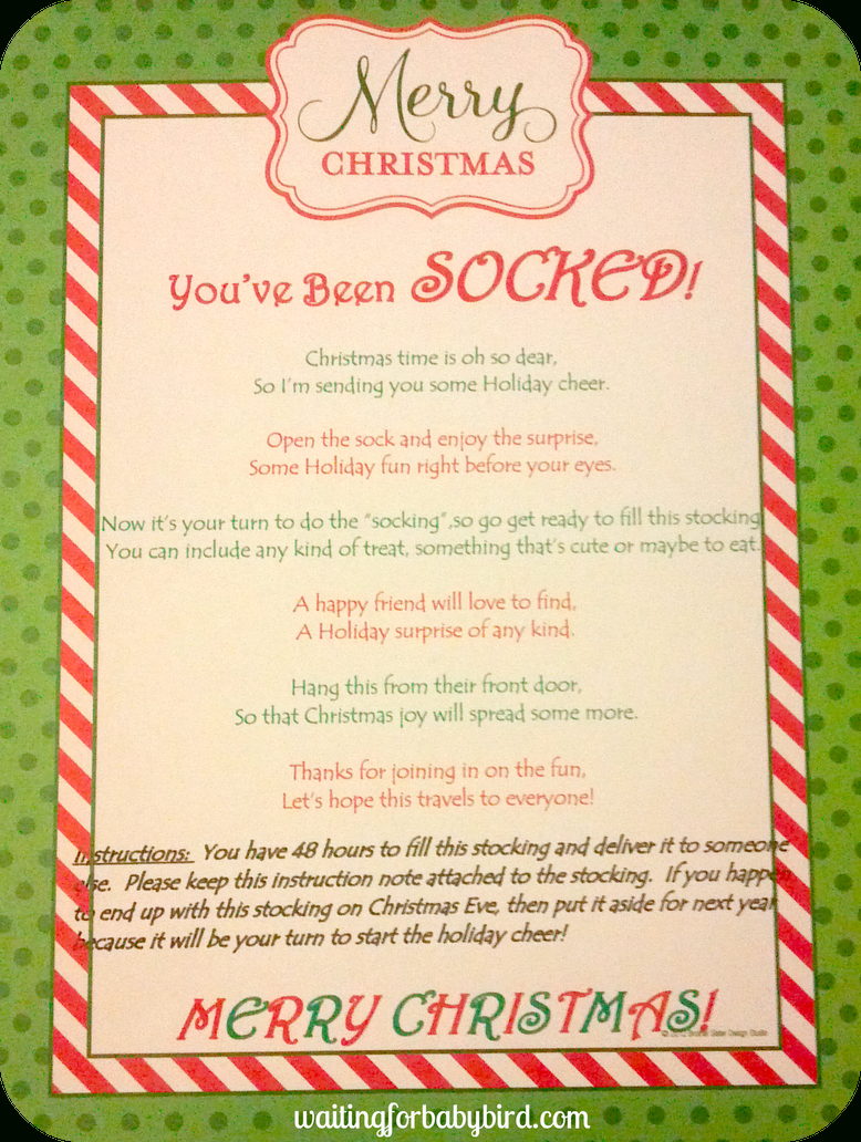 Poem You&amp;#039;ve Been Socked | The Holiday&amp;#039;s | Christmas Gift Games - You Ve Been Socked Free Printable