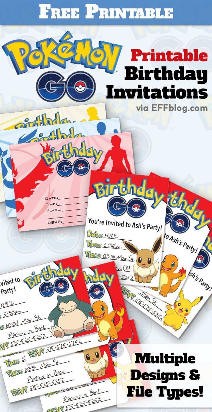 Pokémon Go: Birthday Go Free Printable Invitations | Pokemon Go - Free Printable Pokemon Birthday Invitations
