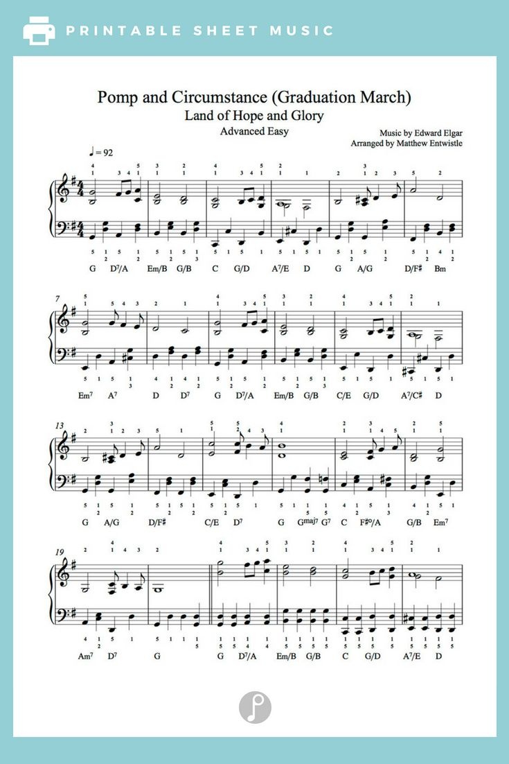 Pomp And Circumstance (Graduation March)Edward Elgar Piano Sheet - Free Printable Sheet Music Pomp And Circumstance